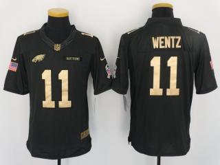 Philadelphia Eagles 11 Carson Wentz Gold Anthracite Salute To Service Limited Jersey