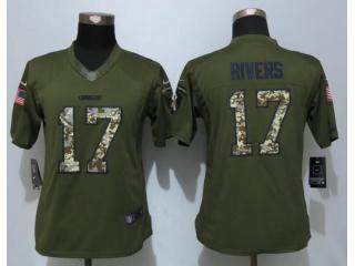 Women San Diego Chargers 17 Philip Rivers Green Salute To Service Limited Jersey