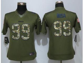 Women San Diego Chargers 99 Joey Bosa Green Salute To Service Limited Jersey