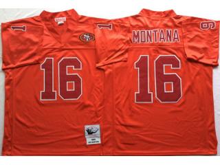 San Francisco 49ers 16 Joe Montana Football Jersey Red Retro