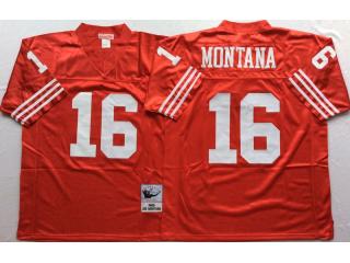 San Francisco 49ers 16 Joe Montana Football Jersey Red Retro