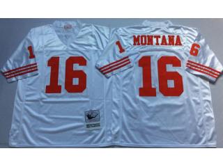 San Francisco 49ers 16 Joe Montana Football Jersey White Retro