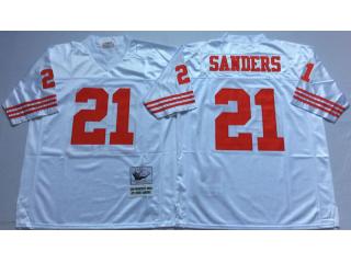 San Francisco 49ers 21 Deion Sanders Throwback Football Jersey White Red Number