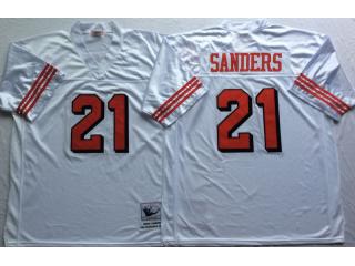 San Francisco 49ers 21 Deion Sanders Throwback Football Jersey White