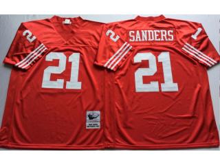 San Francisco 49ers 21 Deion Sanders Throwback Football Jersey Red