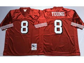 San Francisco 49ers 8 Steve Young Football Jersey Red Retro