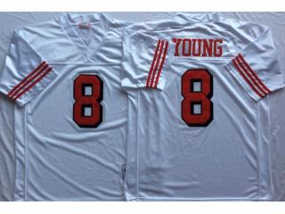 San Francisco 49ers 8 Steve Young Football Jersey White Retro