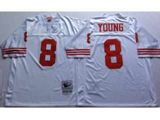 San Francisco 49ers 8 Steve Young Football Jersey White Retro