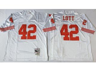 San Francisco 49ers 42 Ronnie Lott Football Jersey White Retro