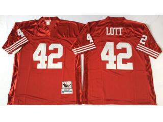 San Francisco 49ers 42 Ronnie Lott Football Jersey Red Retro