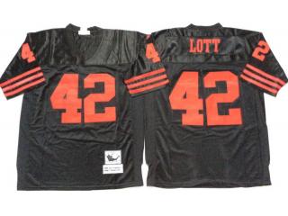 San Francisco 49ers 42 Ronnie Lott Football Jersey Black Retro