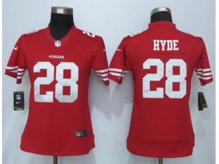 Women San Francisco 49ers 28 Carlos Hyde Football Jersey Red