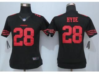 Women San Francisco 49ers 28 Carlos Hyde Football Jersey Black