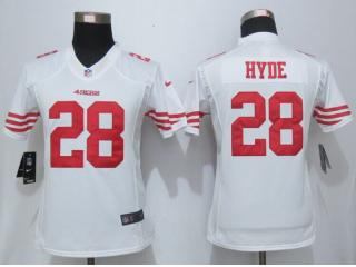 Women San Francisco 49ers 28 Carlos Hyde Football Jersey White