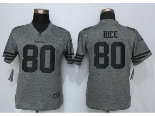 Women San Francisco 49ers 80 Jerry Rice Stitched Gridiron Gray Limited Jersey