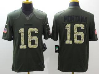 San Francisco 49ers 16 Joe Montana Green Salute To Service Limited Jersey