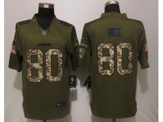 San Francisco 49ers 80 Jerry Rice Green Salute To Service Limited Jersey