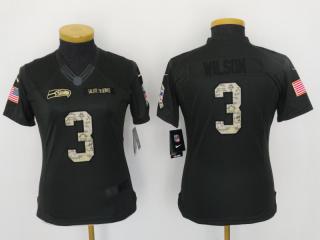 Women Seattle Seahawks 3 Russell Wilson Anthracite Salute To Service Limited Jersey