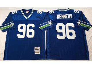 Seattle Seahawks 96 Cortez Kennedy Football Jersey Blue Retro