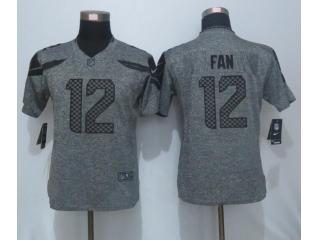 Women Seattle Seahawks 12 12th Fan Stitched Gridiron Gray Limited Jersey