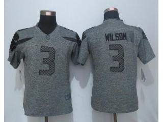 Women Seattle Seahawks 3 Russell Wilson Stitched Gridiron Gray Limited Jersey