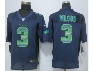 Seattle Seahawks 3 Russell Wilson Navy Blue Strobe Limited Jersey