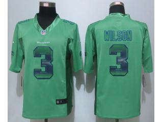 Seattle Seahawks 3 Russell Wilson Green Strobe Limited Jersey