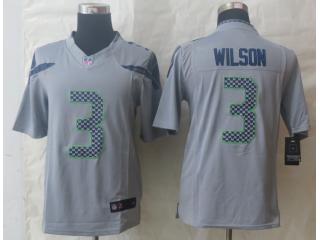 Seattle Seahawks 3 Russell Wilson Football Jersey Gray