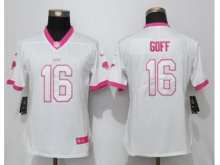 Women St. Louis Rams 16 Jared Goff Stitched Elite Rush Fashion Jersey White Pink