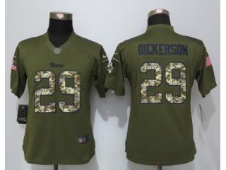 Women St. Louis Rams 29 Eric Dickerson Green Salute To Service Limited Jersey