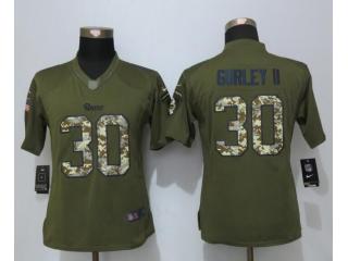 Women St. Louis Rams 30 Todd Gurley II Green Salute To Service Limited Jersey