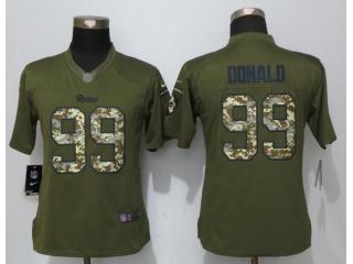 Women St. Louis Rams 99 Aaron Donald Green Salute To Service Limited Jersey