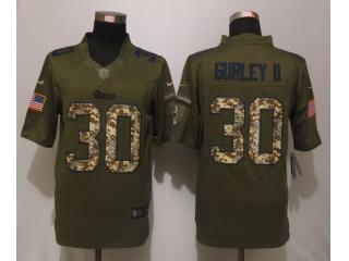 St. Louis Rams 30 Todd Gurley II Green Salute To Service Limited Jersey