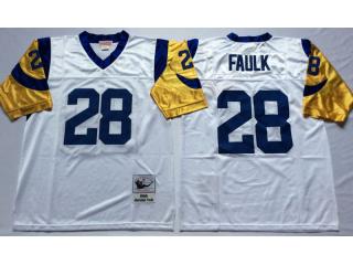 St. Louis Rams 28 Marshall Faulk Football Jersey White Retro