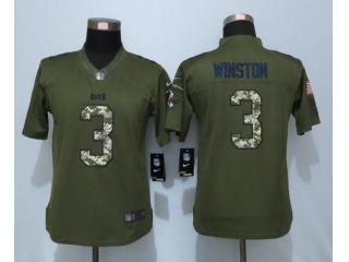 Women Tampa Bay Buccaneers 3 Jameis Winston Green Salute To Service Limited Jersey