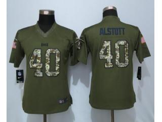 Women Tampa Bay Buccaneers 40 Mike Alstott Green Salute To Service Limited Jersey