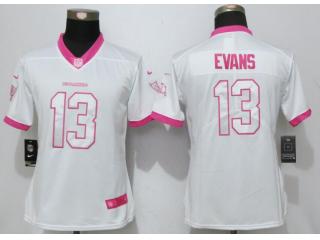 Women Tampa Bay Buccaneers 13 Mike Evans Stitched Elite Rush Fashion Jersey White Pink
