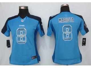 Women Tennessee Titans 8 Marcus Mariota Blue Strobe Elite Jersey