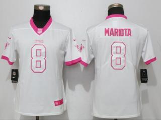 Women Tennessee Titans 8 Marcus Mariota Stitched Elite Rush Fashion Jersey White Pink