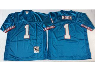 Tennessee Titans 1 Warren Moon Football Jersey Blue Retro