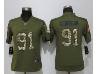 Women Washington Redskins 91 Ryan Kerrigan Green Salute To Service Limited Jersey
