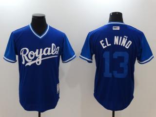 Men's 2017 Little League World Series Royals Salvador Perez #13 El Nino Royal Jersey