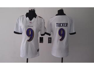 Women Baltimore Ravens 9 Justin Tucker Football Jersey White