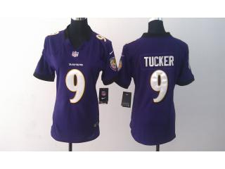 Women Baltimore Ravens 9 Justin Tucker Football Jersey Purple