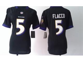 Women Baltimore Ravens 5 Joe Flacco Football Jersey Black