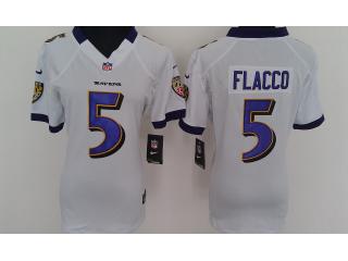 Women Baltimore Ravens 5 Joe Flacco Football Jersey White