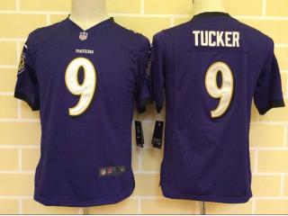 Youth Baltimore Ravens 9 Justin Tucker Football Jersey Purple