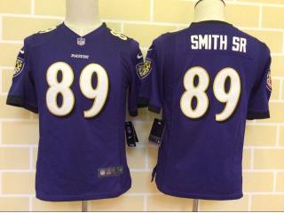 Youth Baltimore Ravens 89 Steve Smith Sr Football Jersey Purple