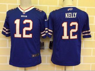 Youth Buffalo Bills 12 Jim Kelly Football Jersey Blue