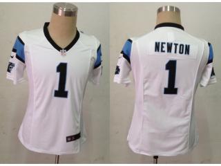 Women Carolina Panthers 1 Cam Newton Football Jersey White